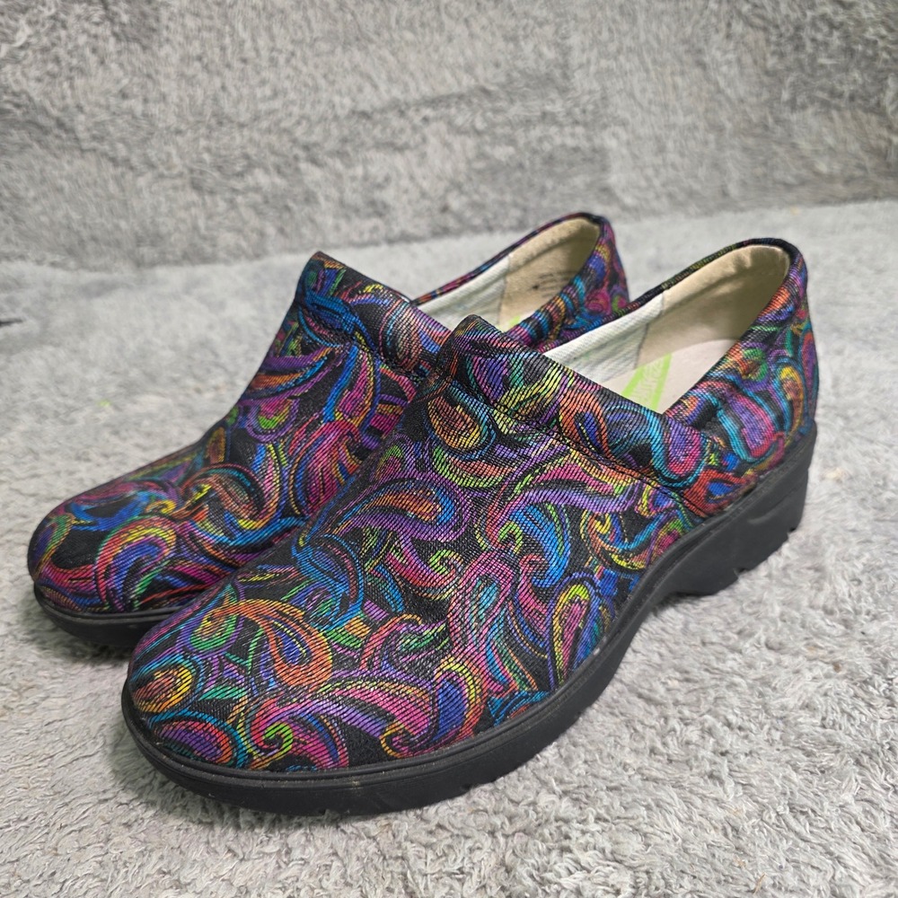 Align Indya Clogs Multicolor Paisley Leather Slip Resistant Womens 9.5 Excellent